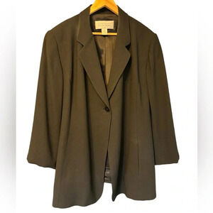 Linda Allard Ellen Tracy Black Blazer 3/4 Length Sleeve Size 22